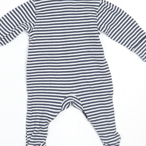 Marks and Spencer Girls Blue Striped  Babygrow One-Piece Size Newborn  - BUILT IN MITTENS