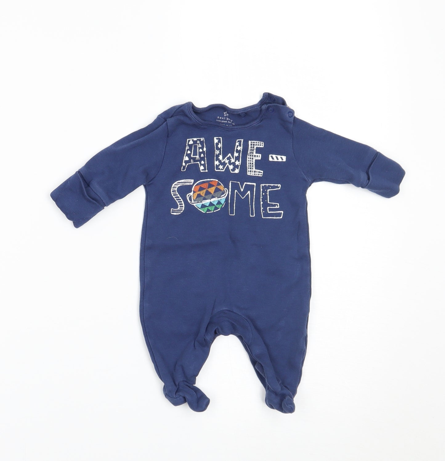 NEXT Boys Blue   Babygrow One-Piece Size Newborn  - BUILT IN MITTENS