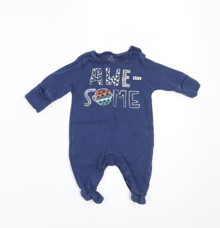 NEXT Boys Blue   Babygrow One-Piece Size Newborn  - BUILT IN MITTENS
