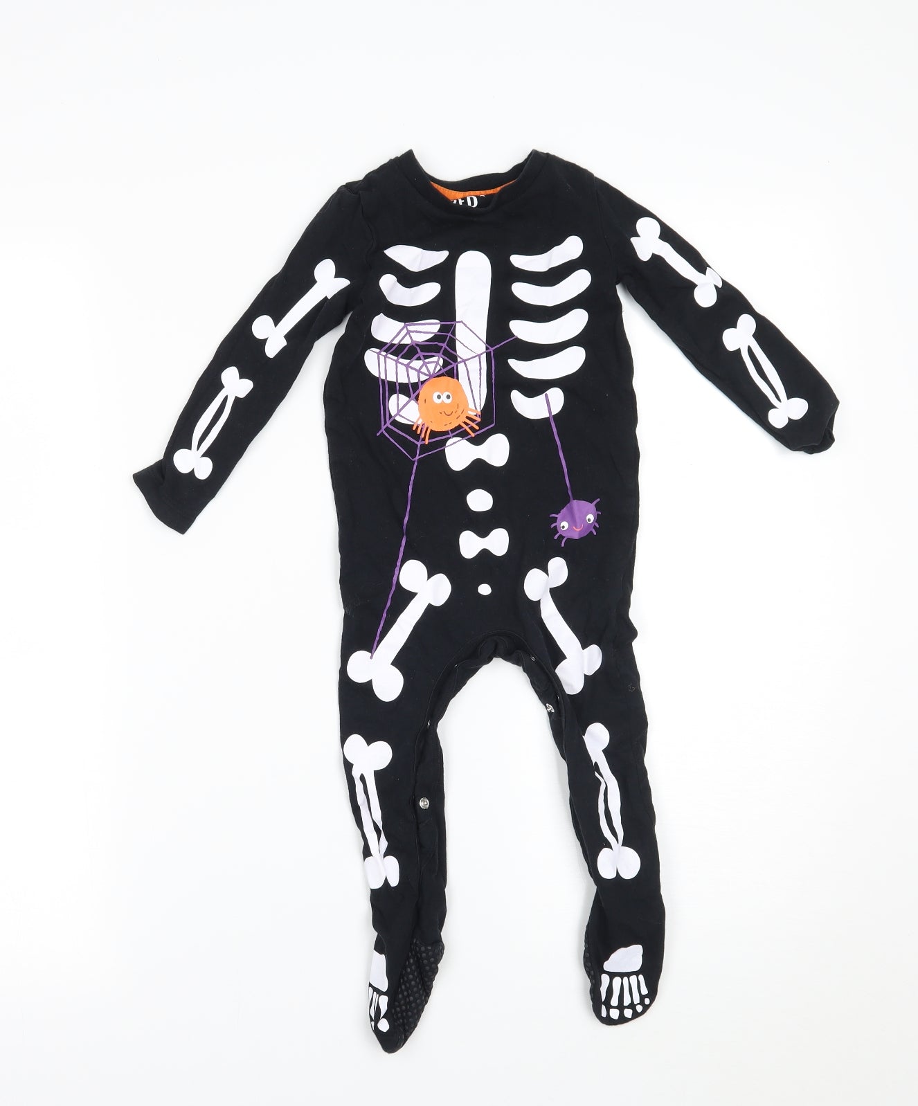 F&F Boys Black Geometric  Babygrow One-Piece Size 12-18 Months  - halloween