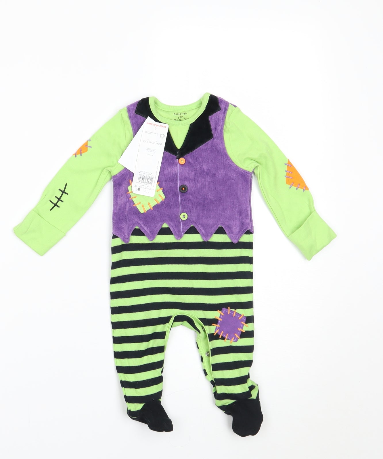 F&F Baby Multicoloured Spotted  Babygrow One-Piece Size 0-3 Months  - halloween