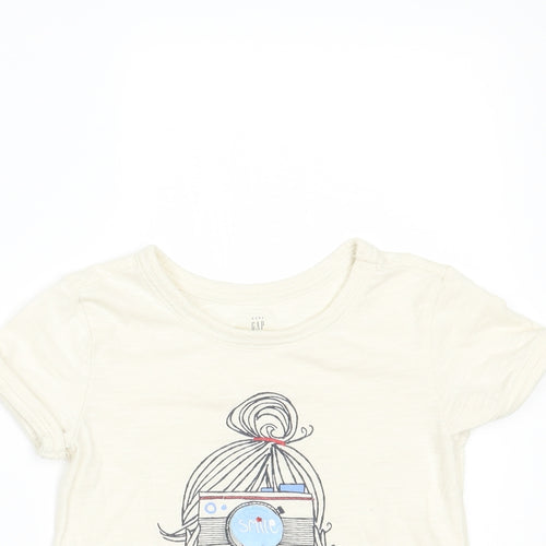 Gap Girls Ivory   Basic T-Shirt Size 2 Years  - smile