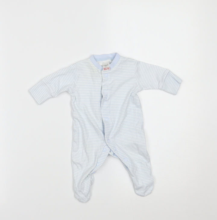 NEXT Boys Blue Striped Babygrow One-Piece Size Newborn - BUILT IN MITTENS
