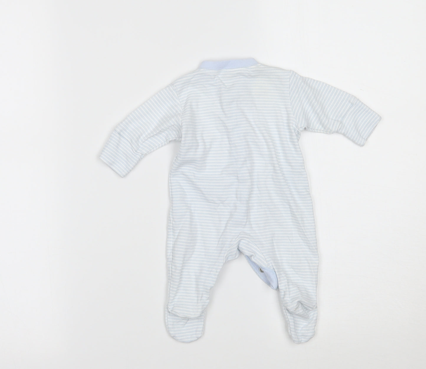 NEXT Boys Blue Striped  Babygrow One-Piece Size Newborn  - BUILT IN MITTENS