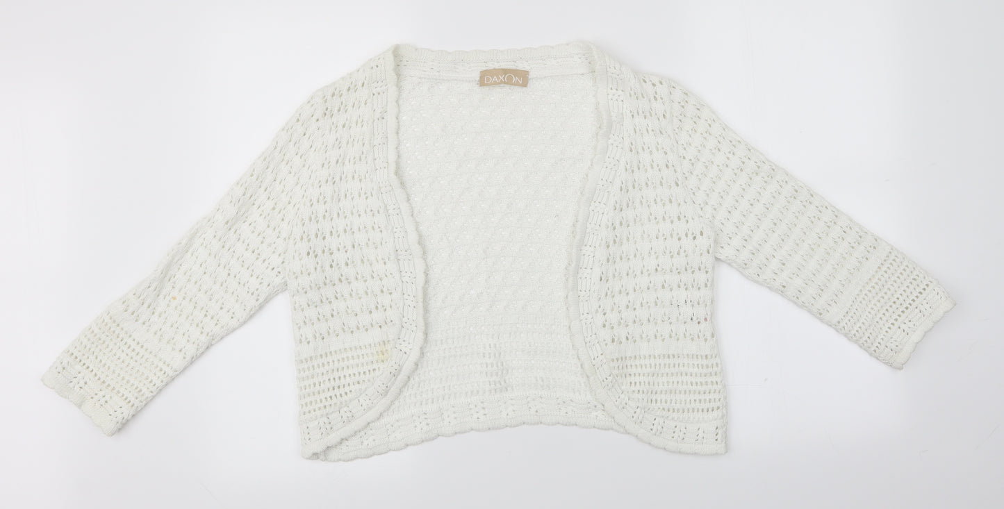 Daxon Womens White Argyle/Diamond  Cardigan Jumper Size 14