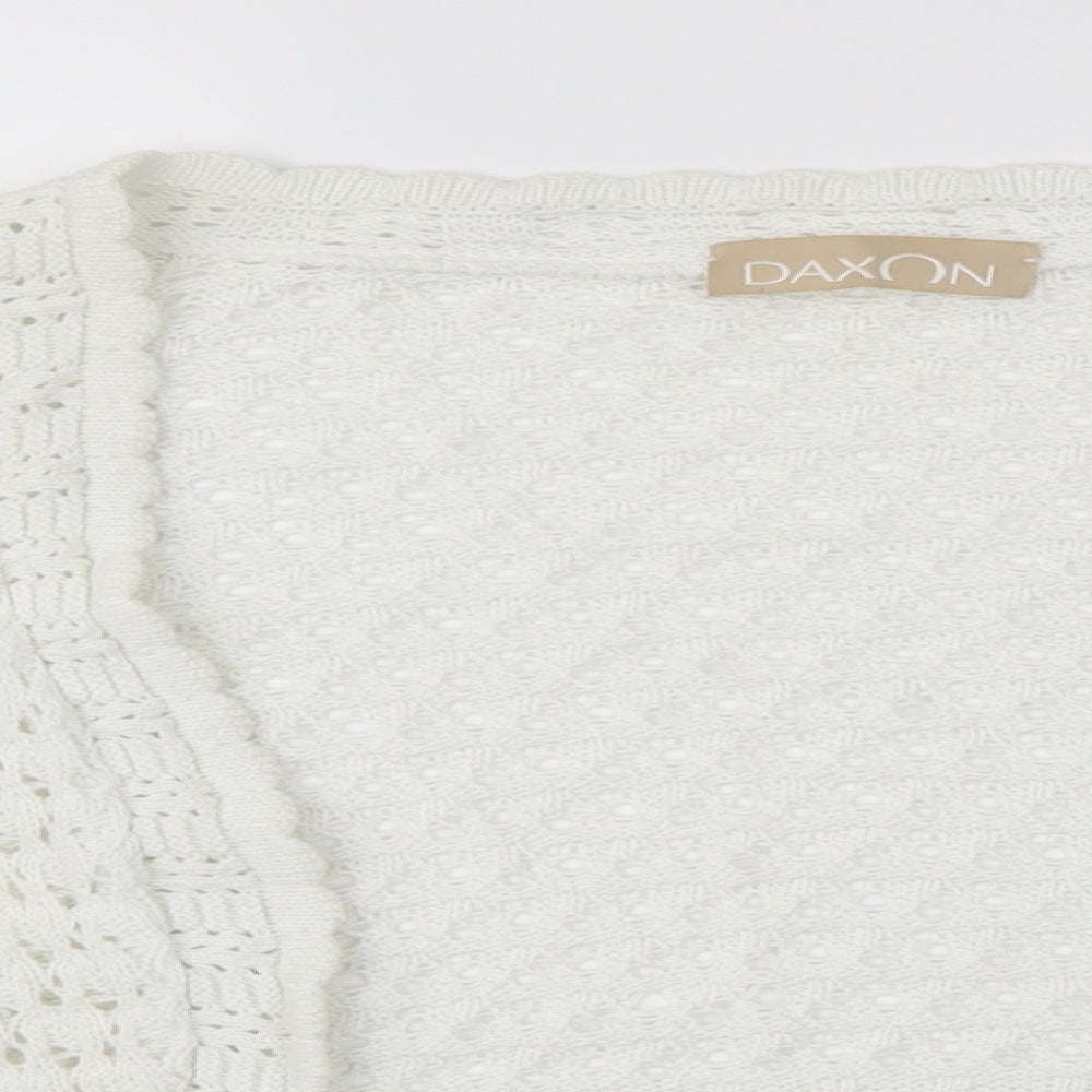 Daxon Womens White Argyle/Diamond  Cardigan Jumper Size 14