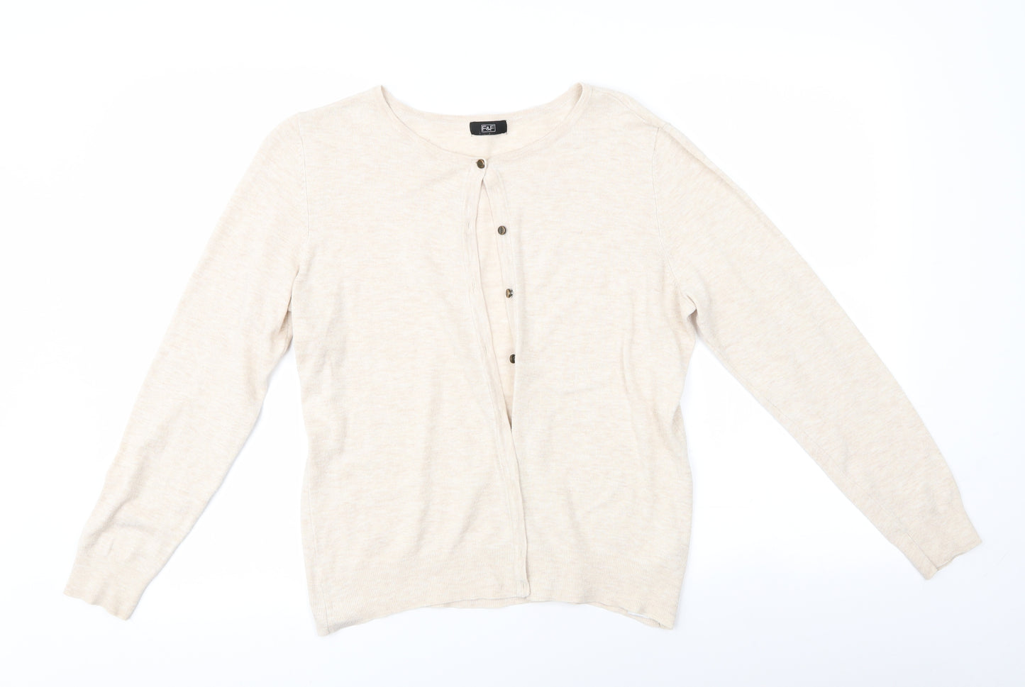 F&F Womens Beige   Cardigan Jumper Size 14