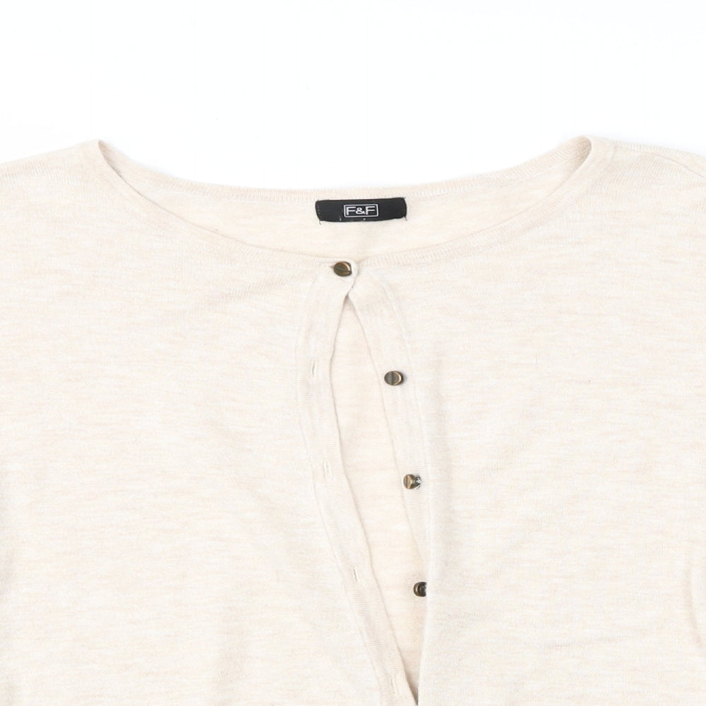 F&F Womens Beige   Cardigan Jumper Size 14
