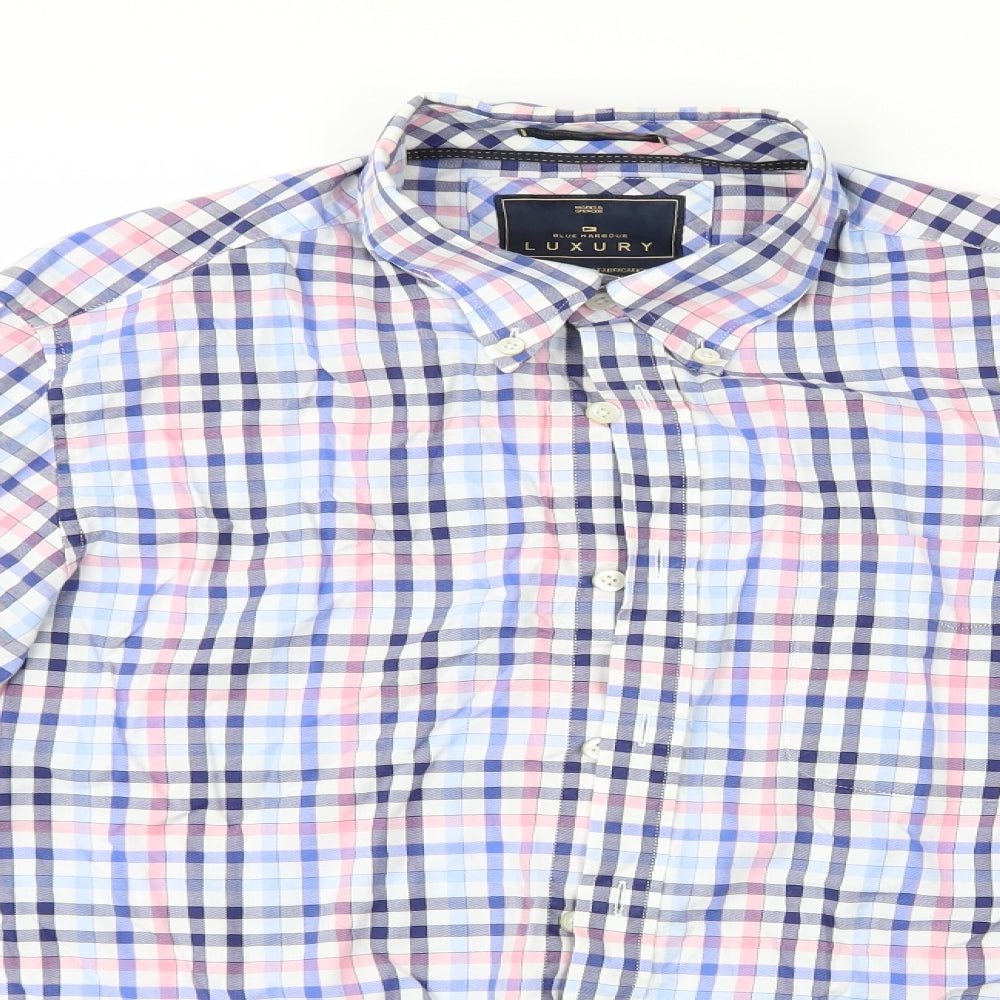 M&S Mens Multicoloured Check   Button-Up Size M
