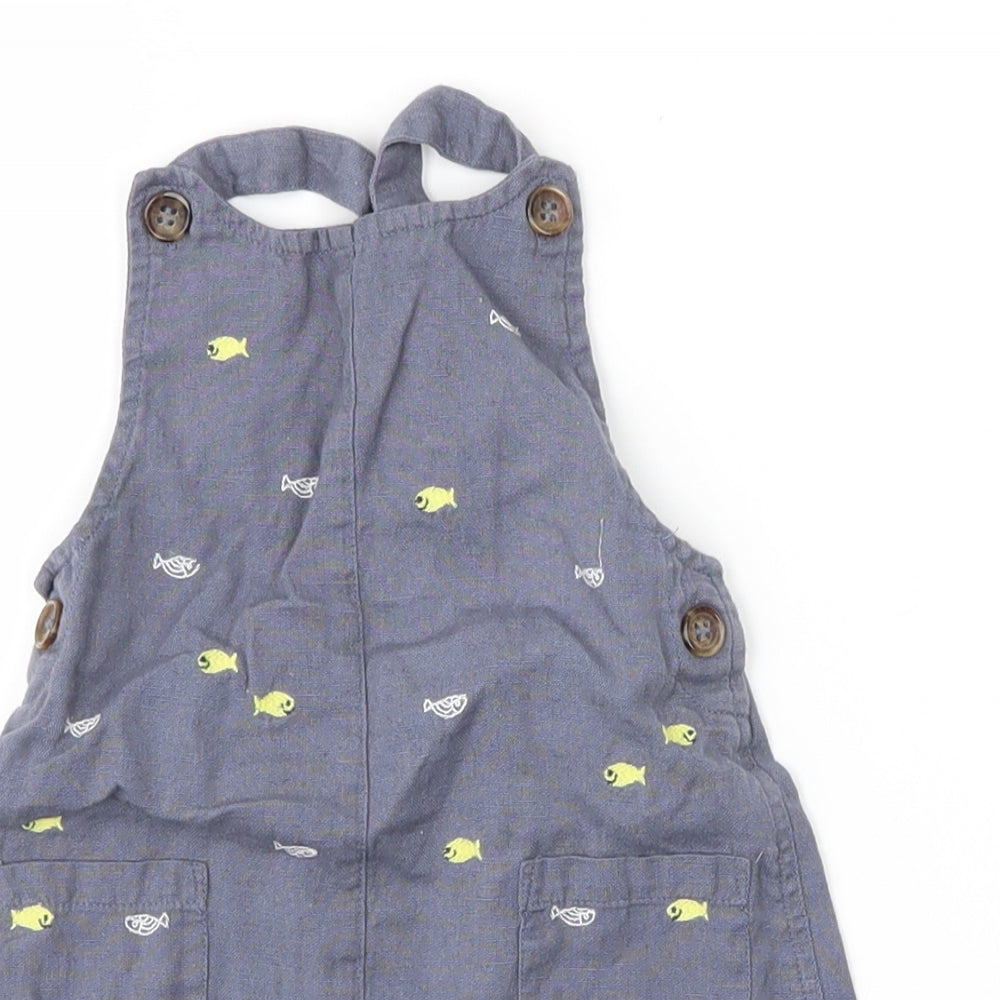 M&Co. Baby Grey   Dungaree One-Piece Size 6-9 Months  - Fish pattern