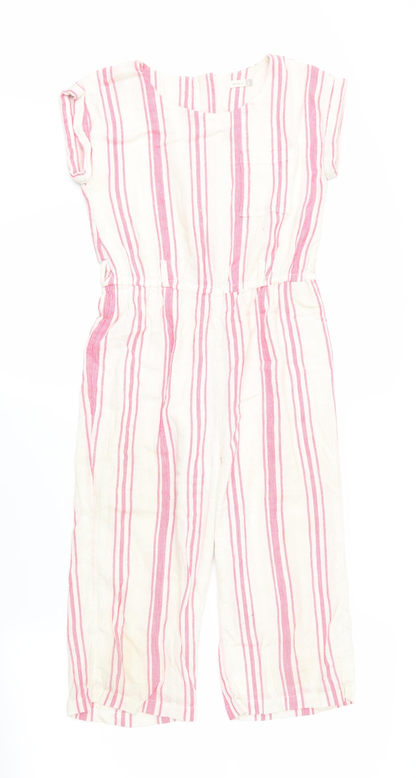 John Lewis Girls Pink Striped  Playsuit One-Piece Size 8 Years