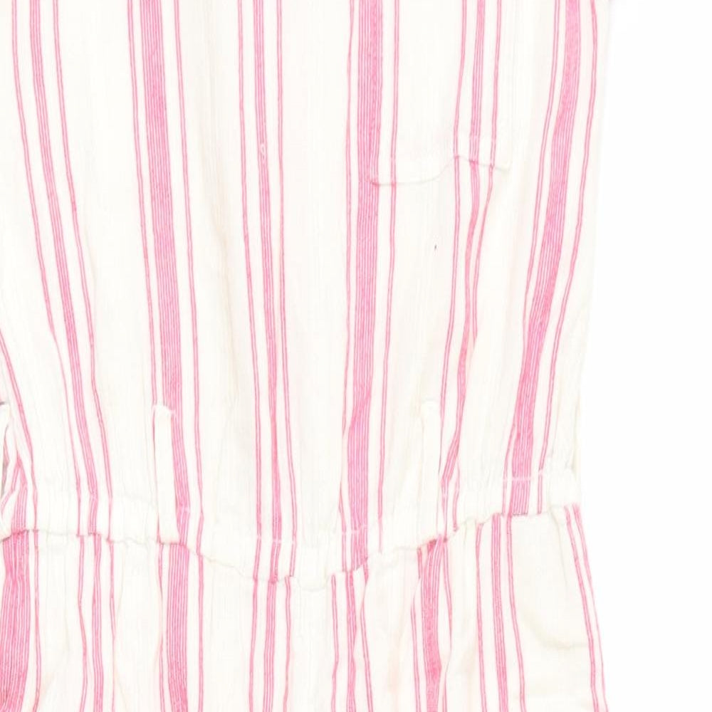 John Lewis Girls Pink Striped  Playsuit One-Piece Size 8 Years