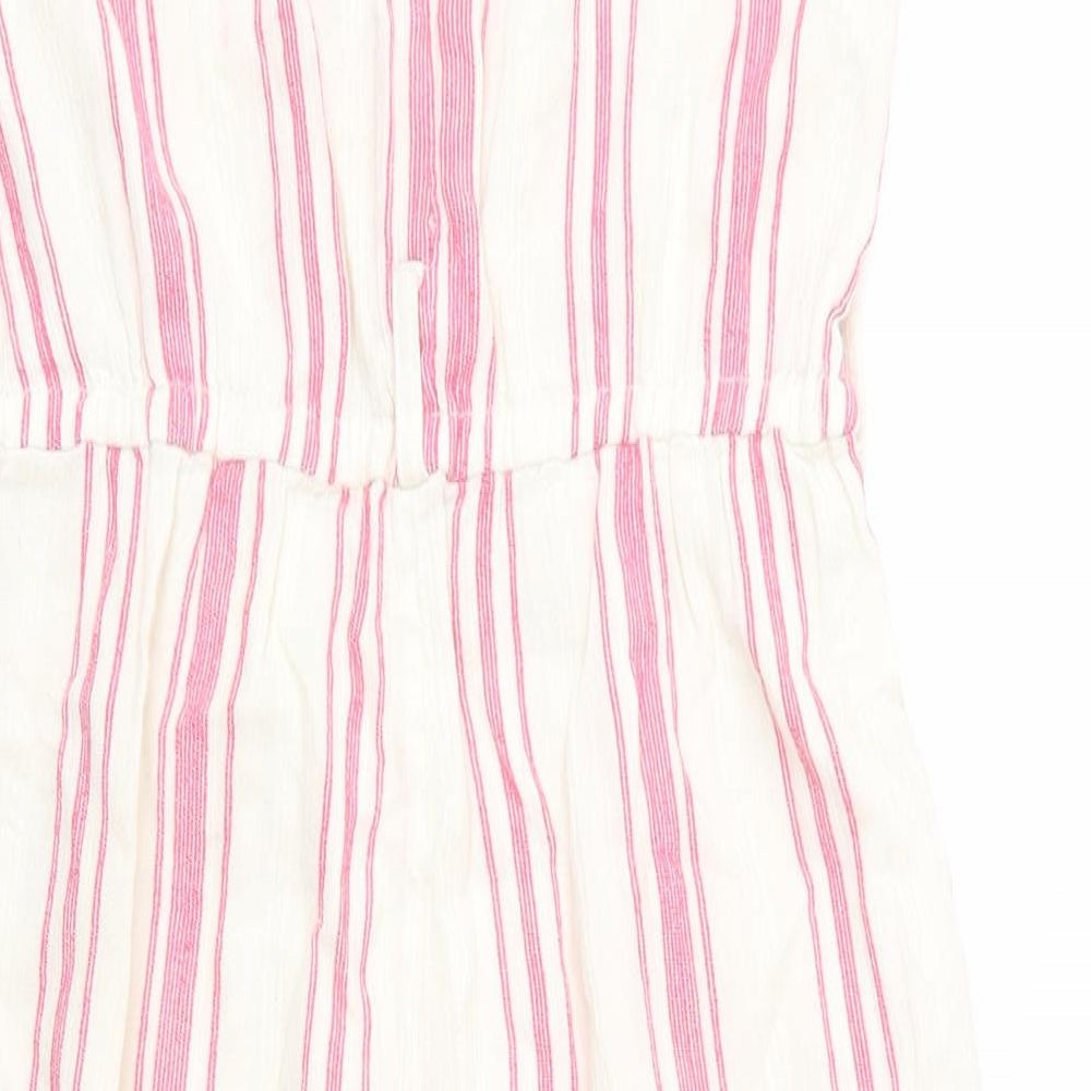 John Lewis Girls Pink Striped  Playsuit One-Piece Size 8 Years