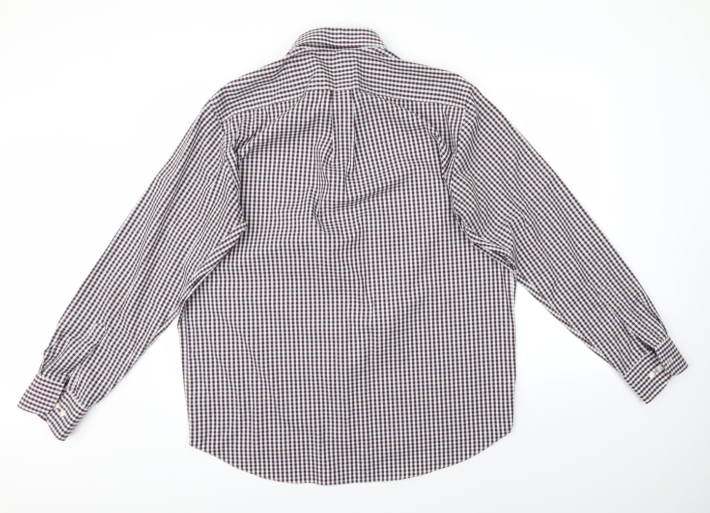 M&S Mens Brown Check   Button-Up Size 16