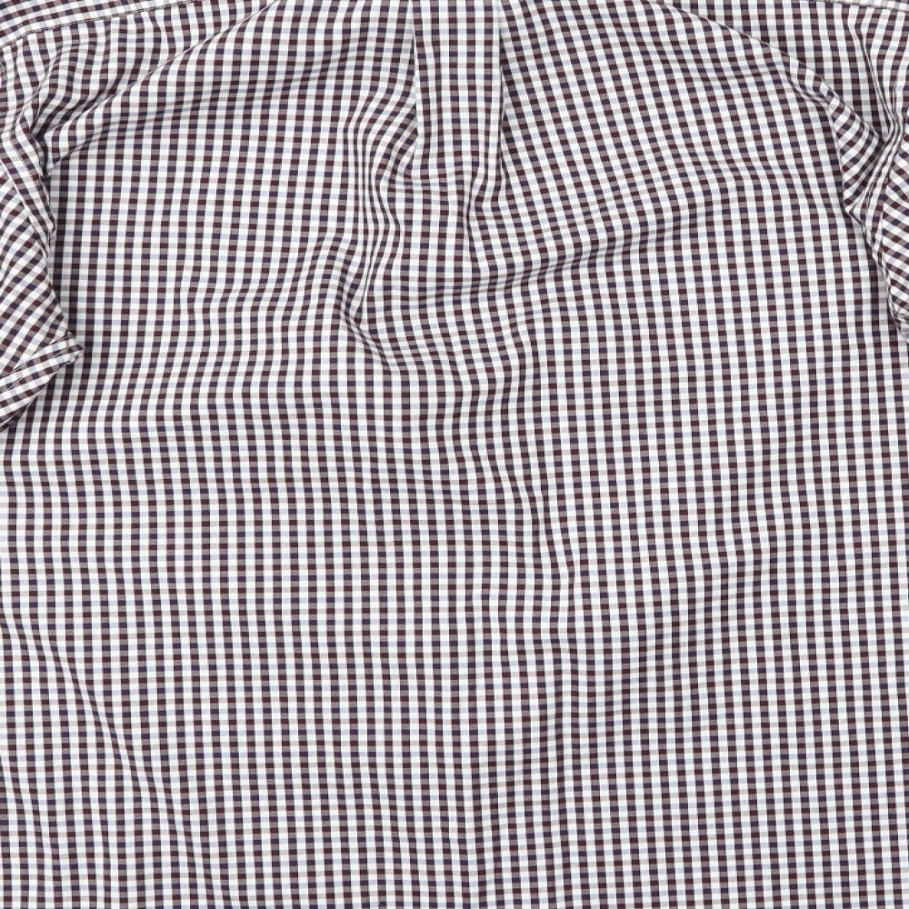 M&S Mens Brown Check   Button-Up Size 16
