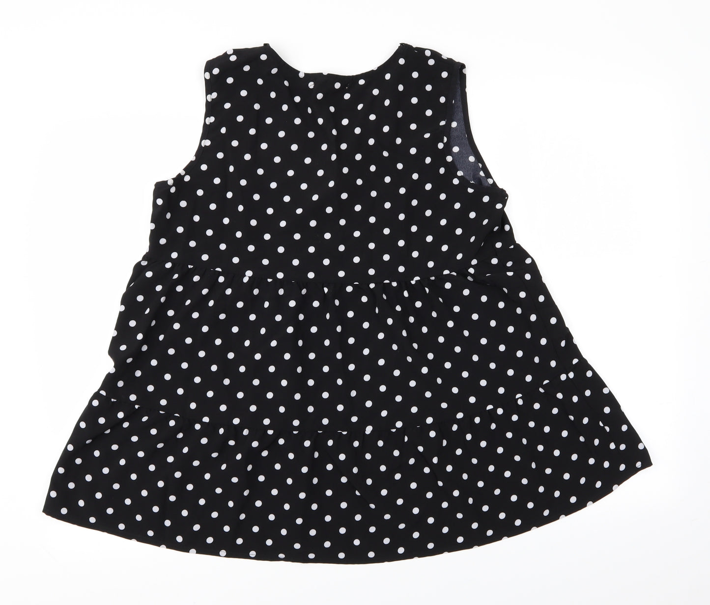 Melya Melody Womens Black Polka Dot  Basic Blouse Size L