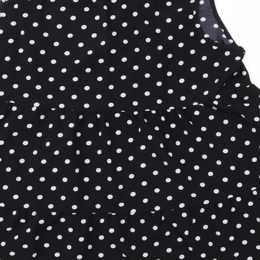 Melya Melody Womens Black Polka Dot  Basic Blouse Size L
