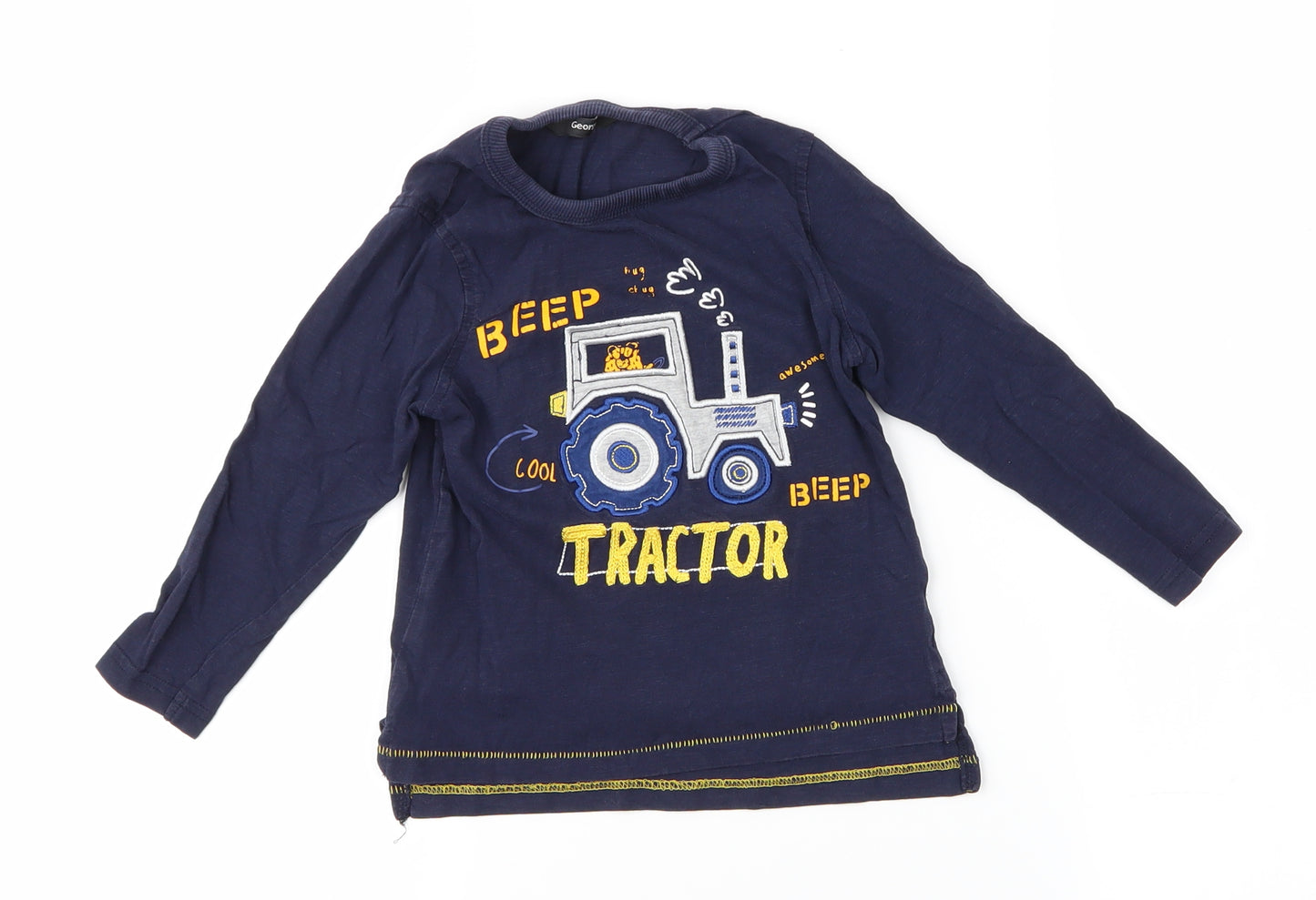 George Boys Blue   Basic T-Shirt Size 2-3 Years  - Tractor