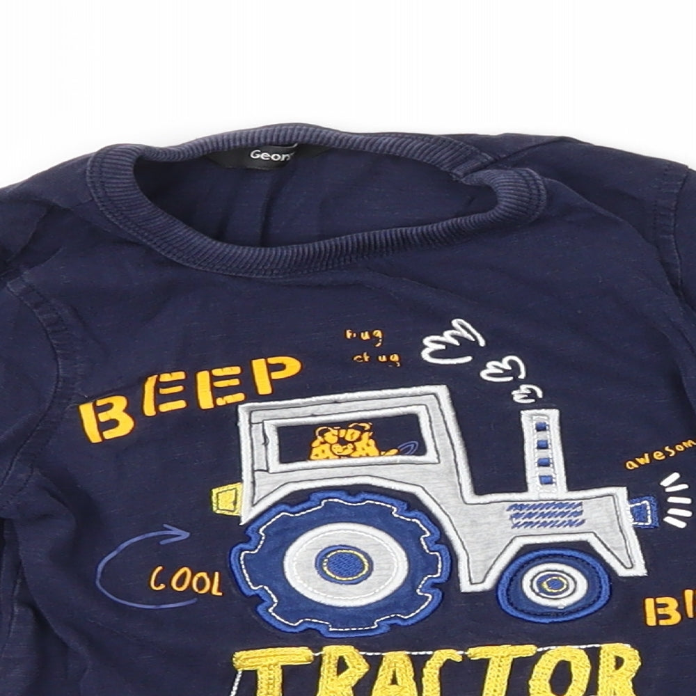 George Boys Blue   Basic T-Shirt Size 2-3 Years  - Tractor