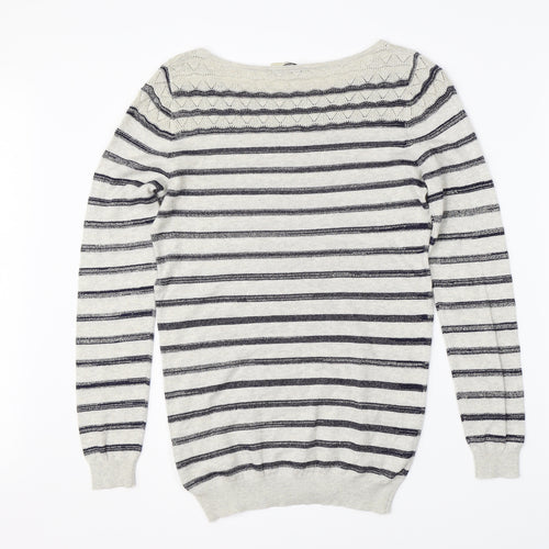 Oasis Womens Grey Striped  Pullover Jumper Size S