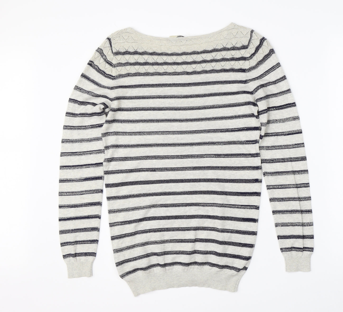 Oasis Womens Grey Striped  Pullover Jumper Size S