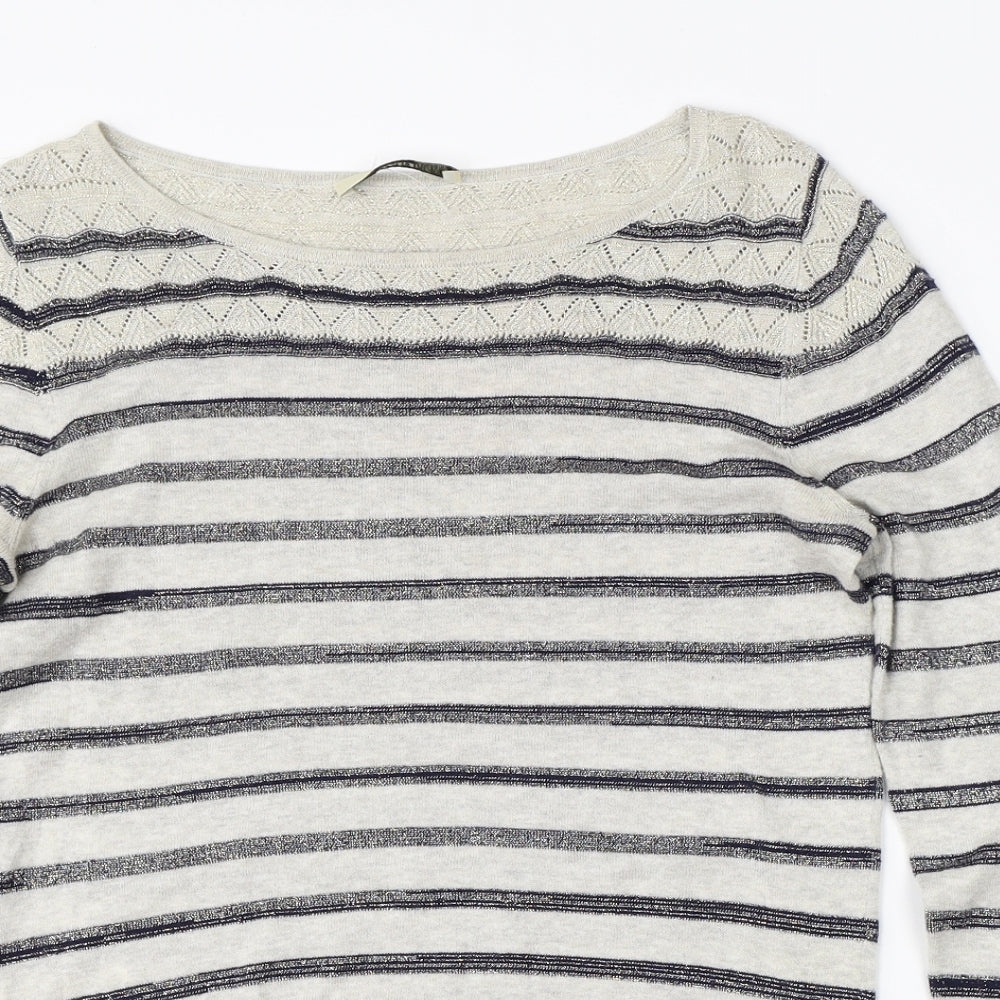 Oasis Womens Grey Striped  Pullover Jumper Size S