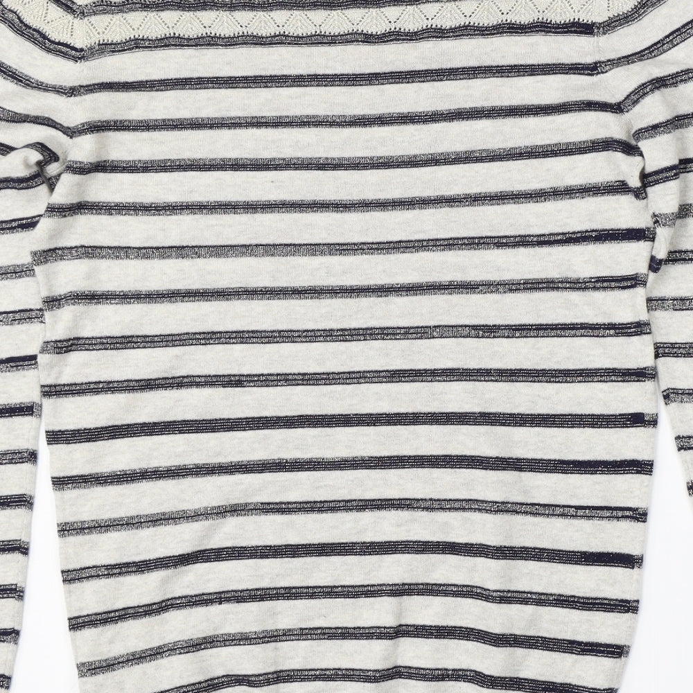 Oasis Womens Grey Striped  Pullover Jumper Size S