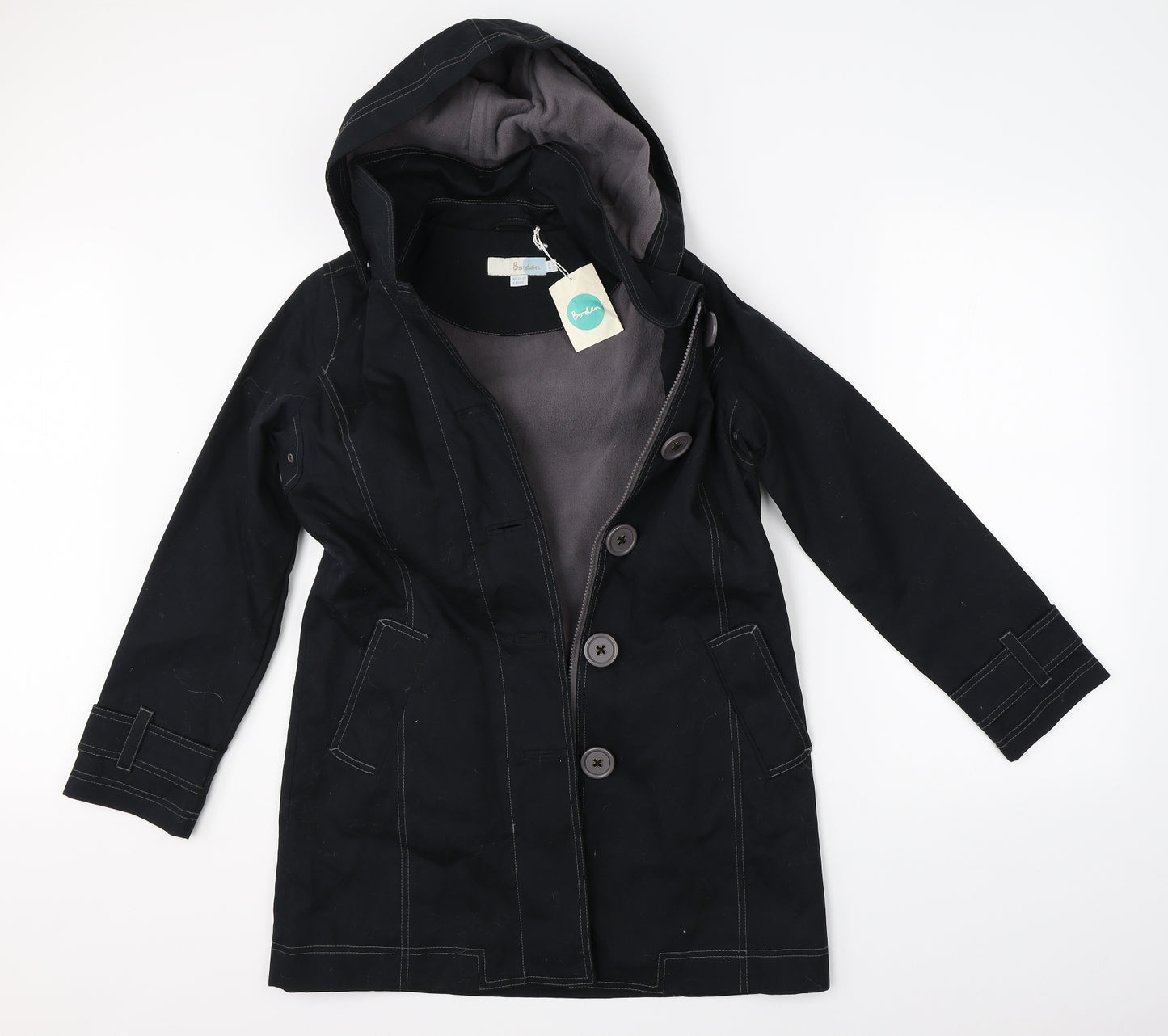 Boden Womens Black   Overcoat Coat Size 8