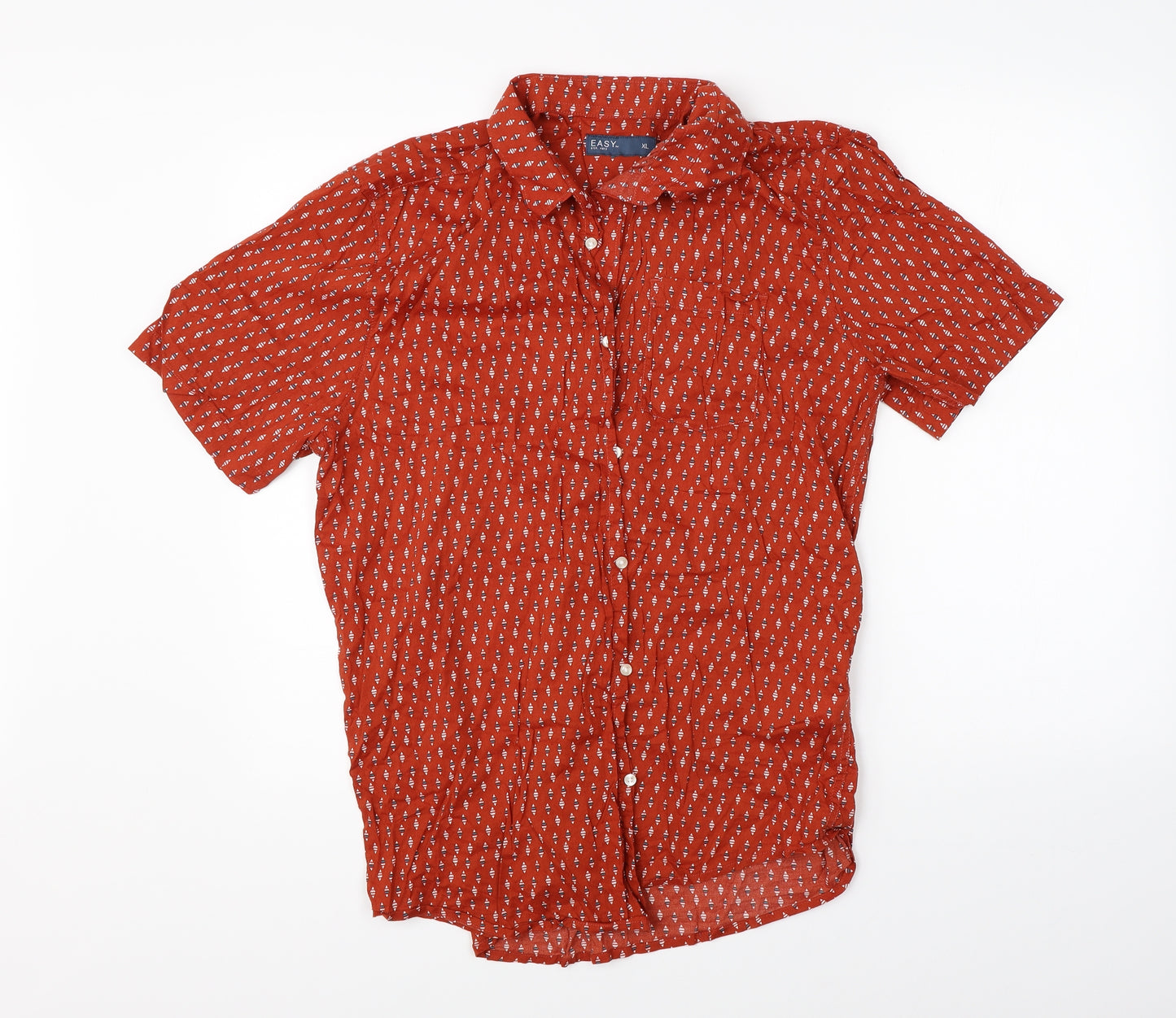 Easy Mens Orange    Button-Up Size XL