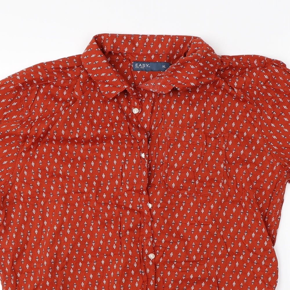 Easy Mens Orange    Button-Up Size XL