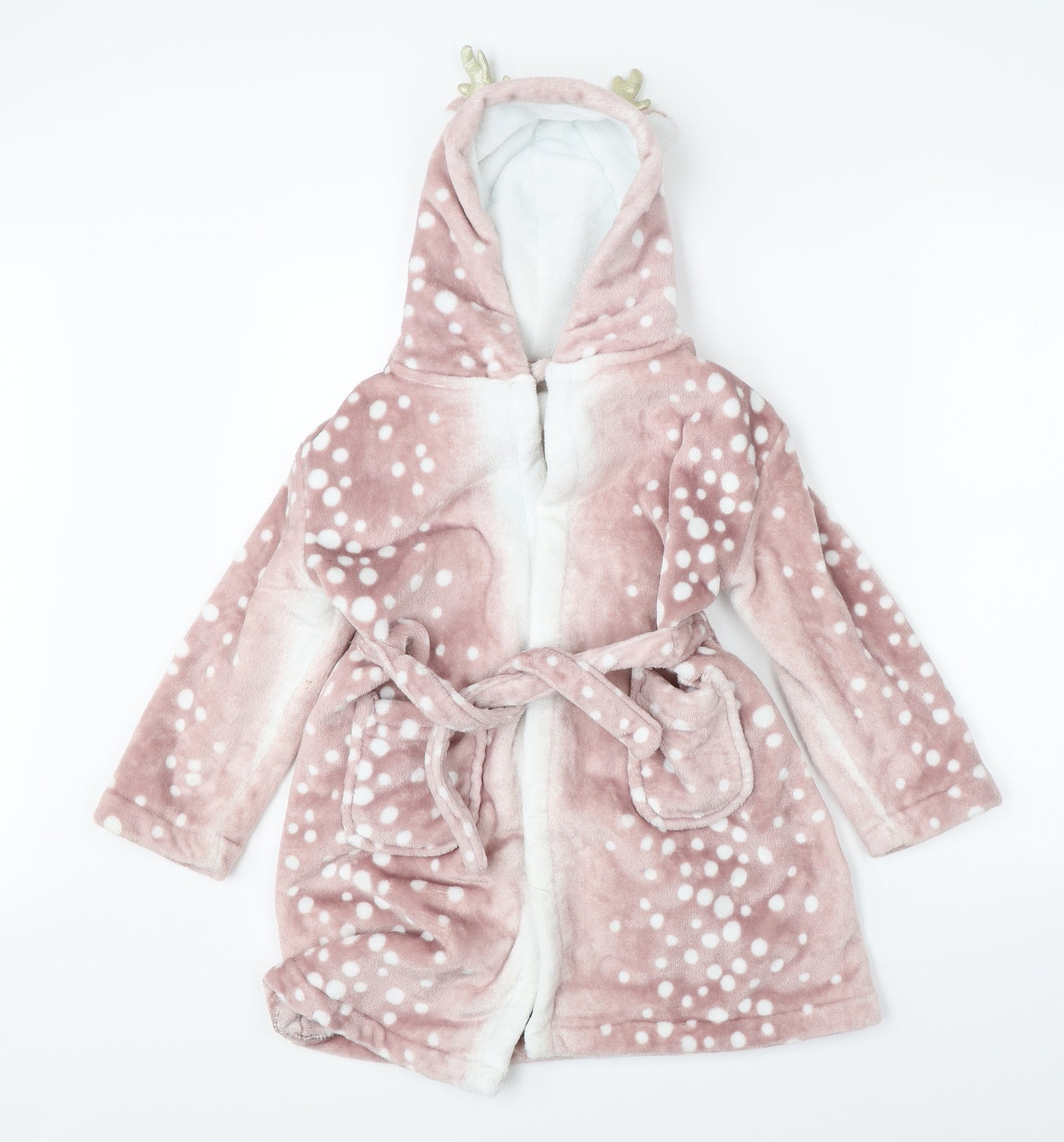 George Girls Pink Polka Dot   Robe Size 6-7 Years