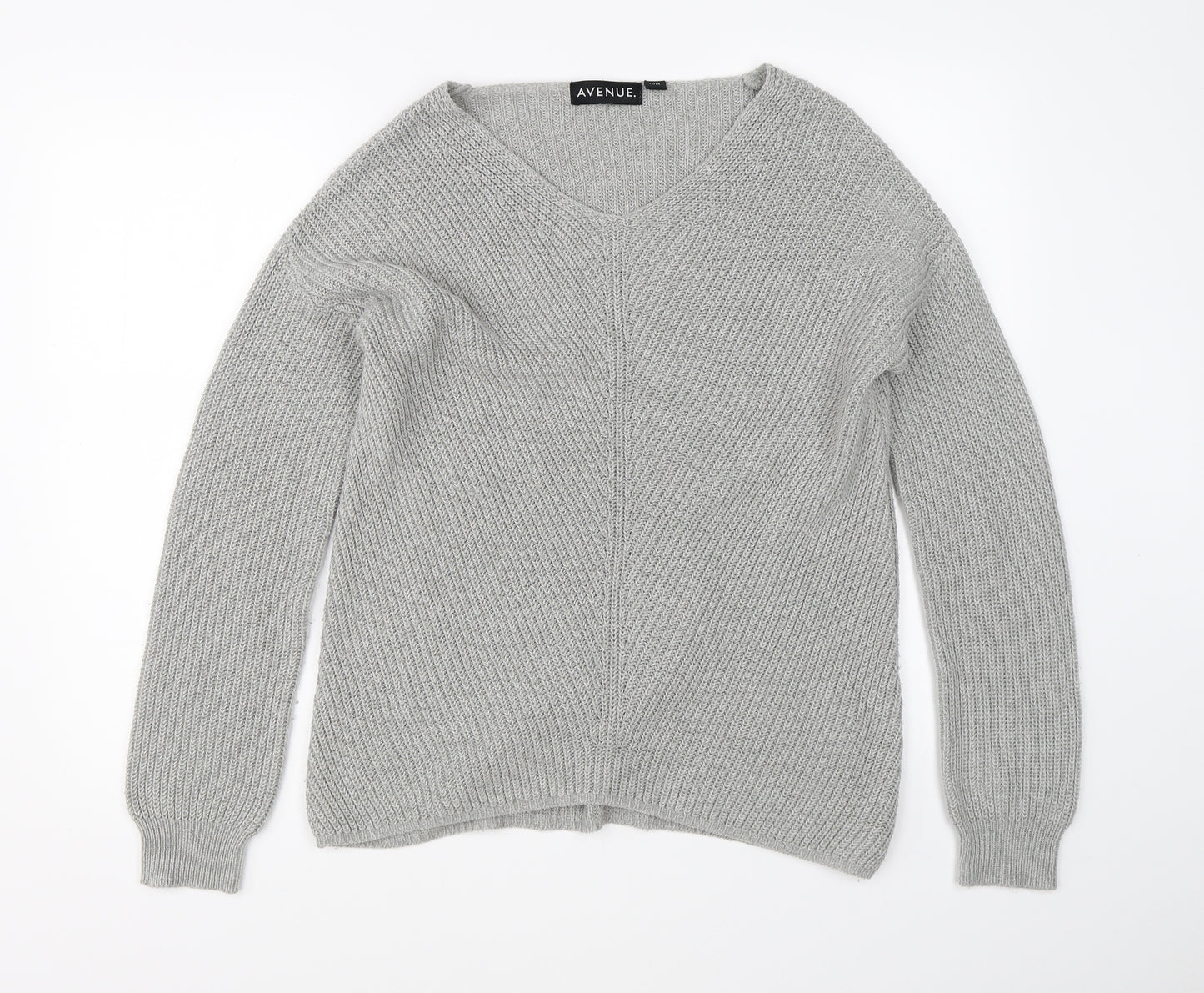 Avenue Womens Grey  Knit Pullover Jumper Size 14