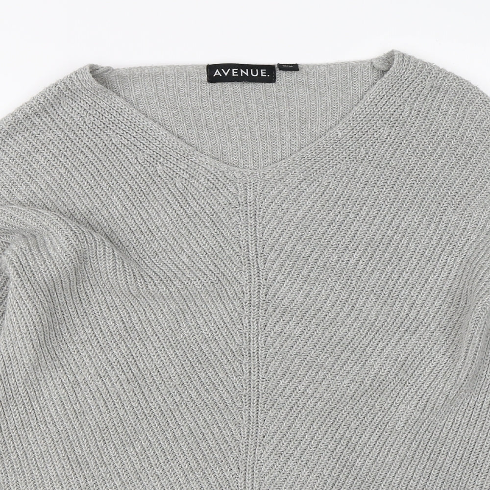 Avenue Womens Grey  Knit Pullover Jumper Size 14