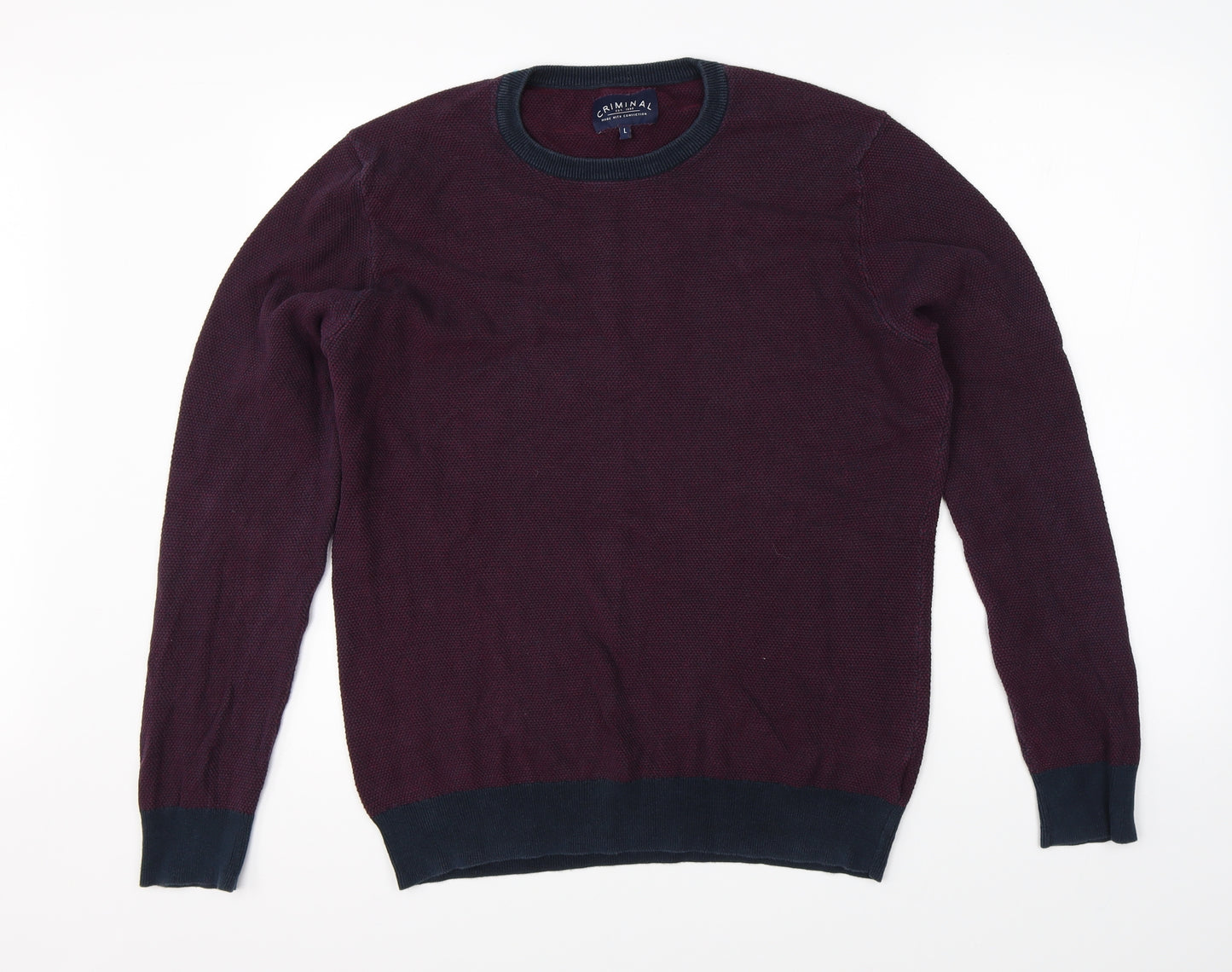 Criminal Mens Purple   Pullover Jumper Size L