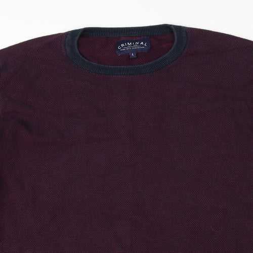 Criminal Mens Purple   Pullover Jumper Size L