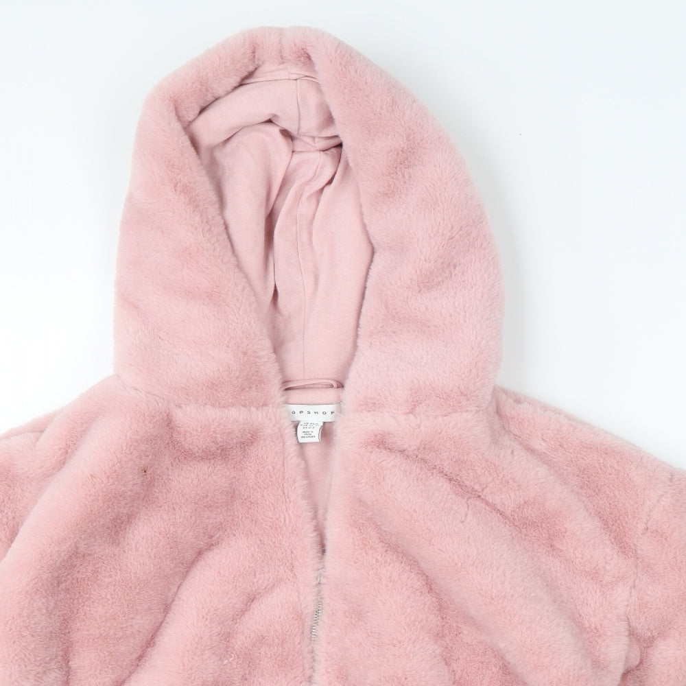 Topshop Womens Pink   Full Zip Hoodie Size S