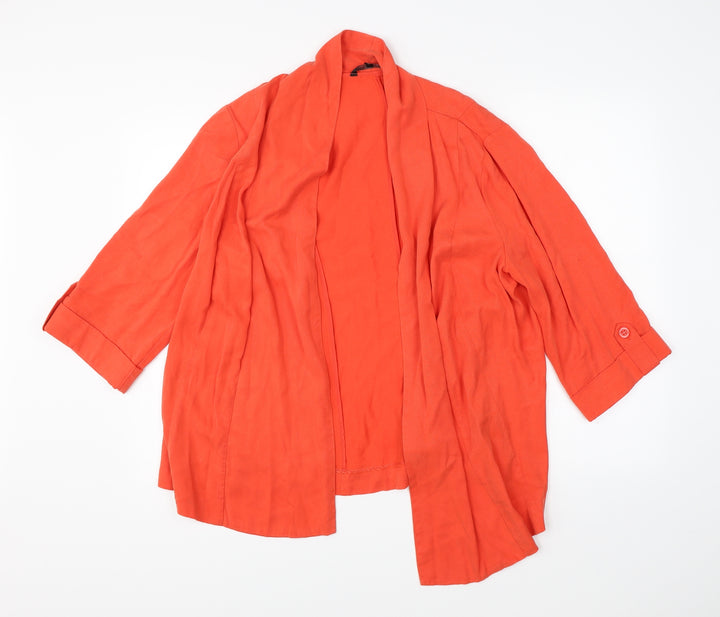 M&Co Womens Orange Cardigan Jumper Size 16