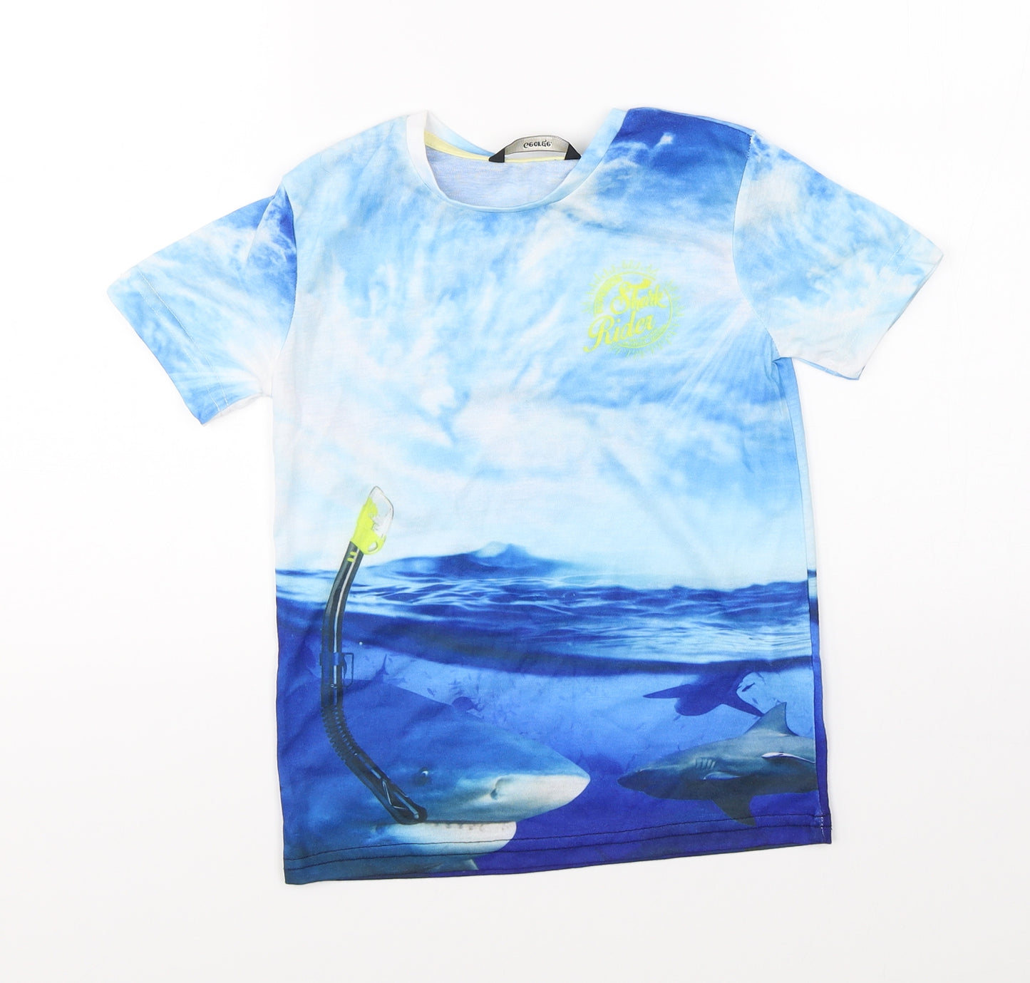 George Boys Blue   Basic T-Shirt Size 7-8 Years  - sharks