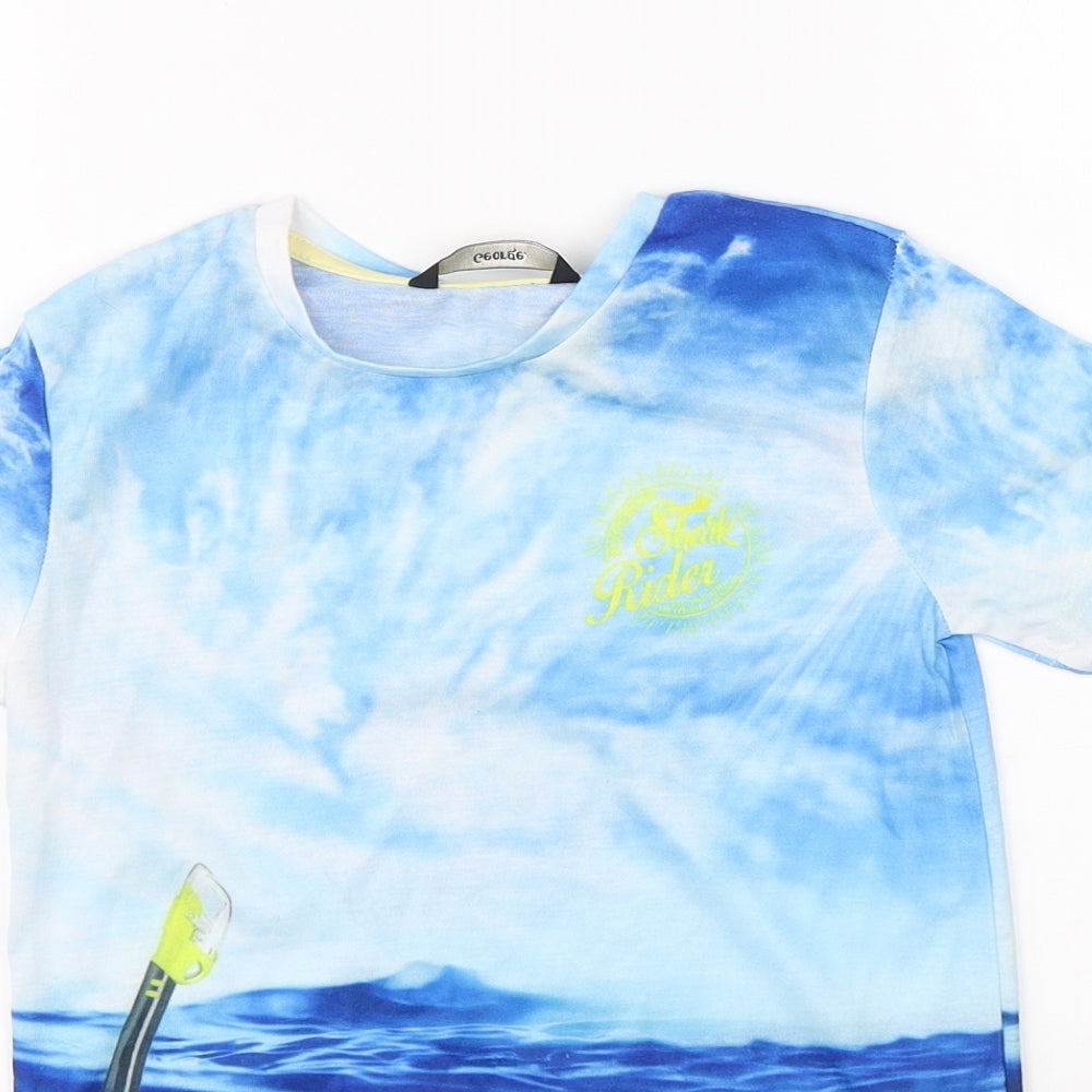 George Boys Blue   Basic T-Shirt Size 7-8 Years  - sharks
