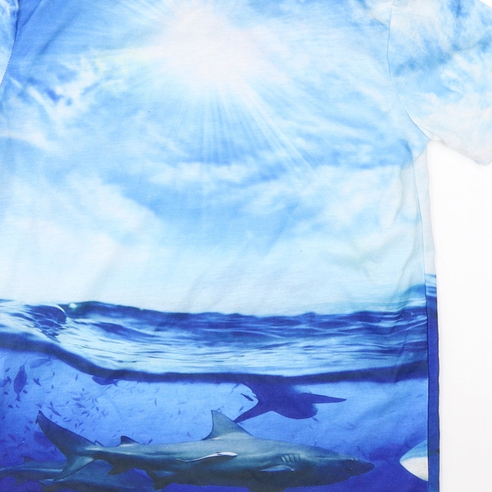 George Boys Blue   Basic T-Shirt Size 7-8 Years  - sharks