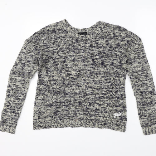 Topshop Womens White Herringbone Knit Pullover Jumper Size 8