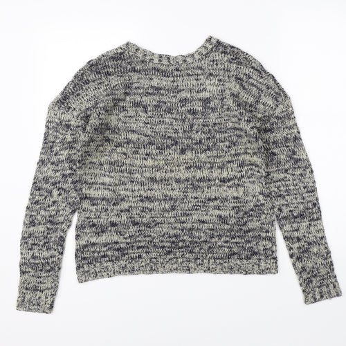Topshop Womens White Herringbone Knit Pullover Jumper Size 8