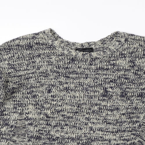 Topshop Womens White Herringbone Knit Pullover Jumper Size 8