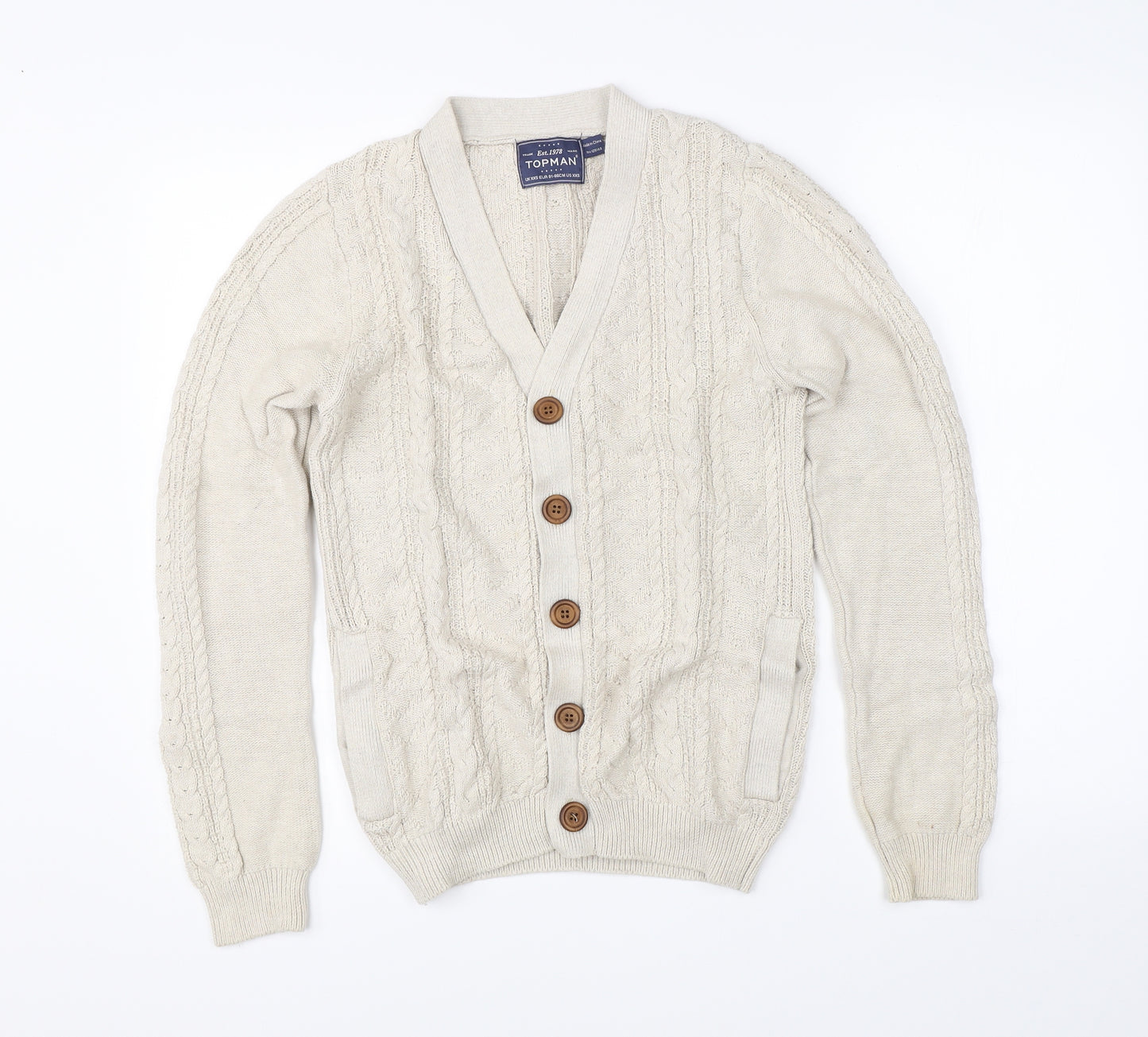 Topman Mens Beige  Knit Pullover Jumper Size XS  - Size: 2XS