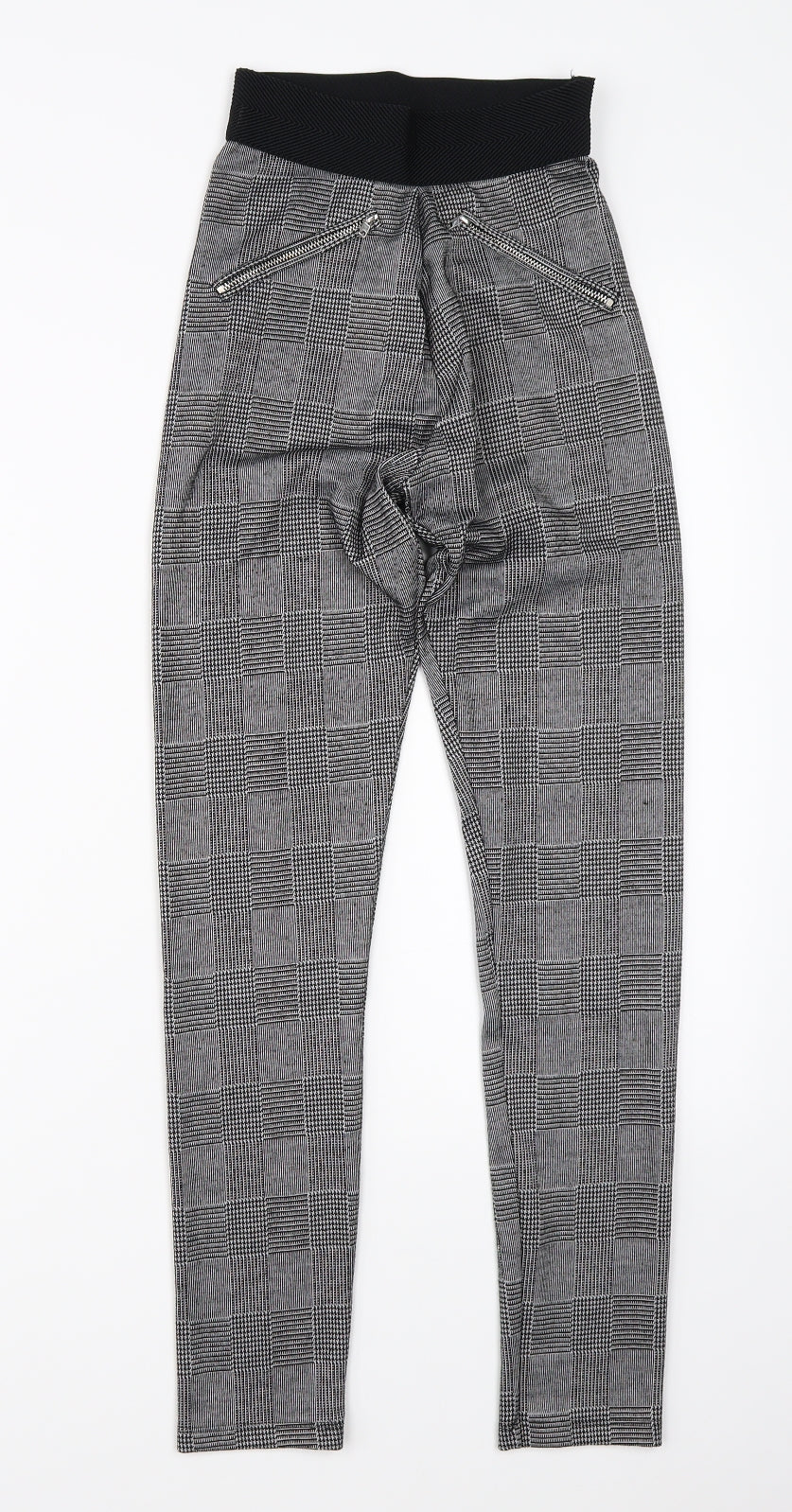 Primark Womens Grey Check  Jogger Leggings Size 6 L25 in