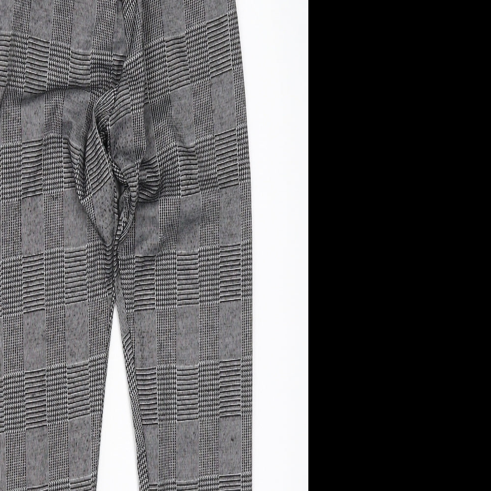 Primark Womens Grey Check  Jogger Leggings Size 6 L25 in