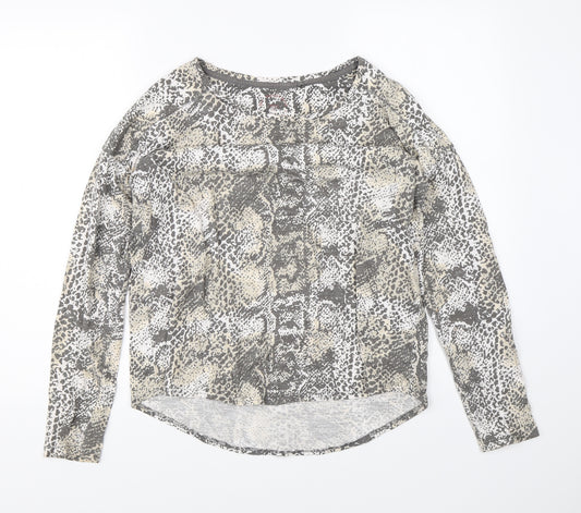 Front view of Next women’s multicoloured animal print jumper, size UK 12
