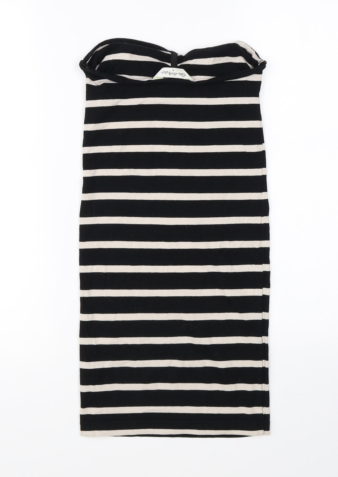 Miss Selfridge Womens Black Striped  Basic T-Shirt Size 8