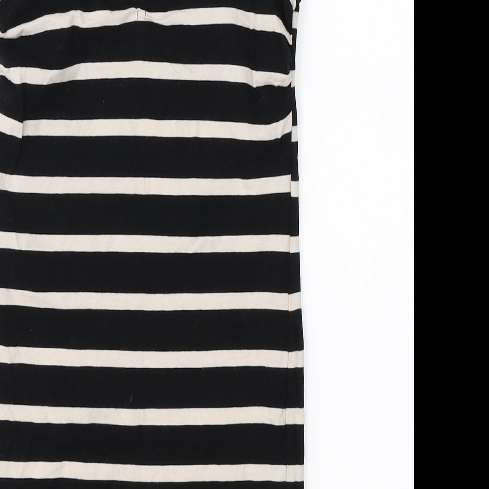 Miss Selfridge Womens Black Striped  Basic T-Shirt Size 8
