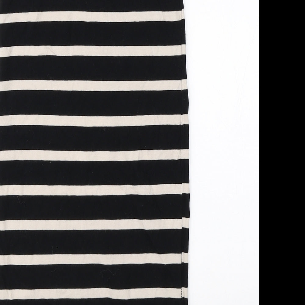 Miss Selfridge Womens Black Striped  Basic T-Shirt Size 8
